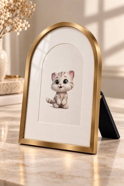 s elsa home Oval Gold Metal Çerçeve Dekoratif Obje