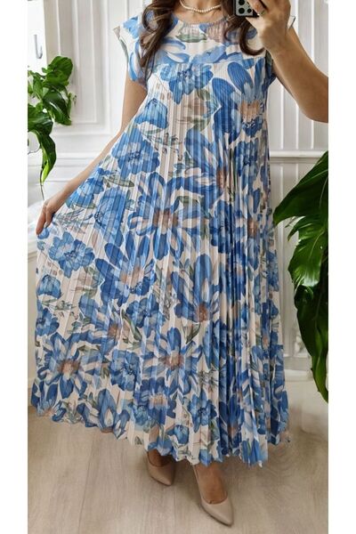 MAXORA SHOP Rochie lungă plisată Genesis, cu imprimeu floral