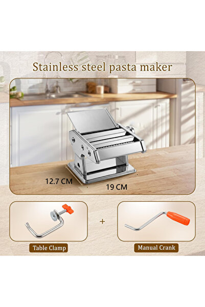 Sumkyle 3-in-1 Pasta Maker, 6 Thickness Settings Roller & 2 Cutters Pasta Machin