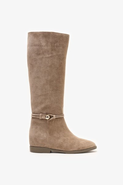Louis Cardy Delia Mink Suede Leather Hidden Heel Boots