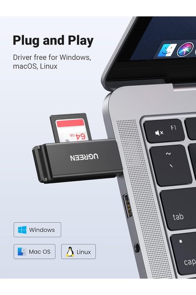 Ugreen USB 3.0 SD / microSD Card Reader, Black