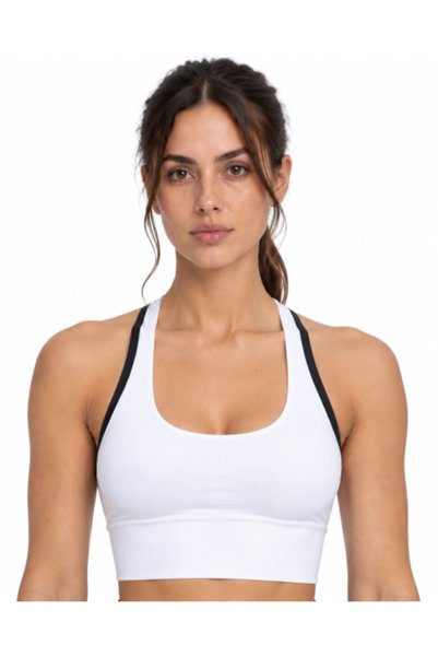 2SKIN Top Sport Damă Crop cu Susținere Ridicată, Alb, pentru Fitness, Cardio,...