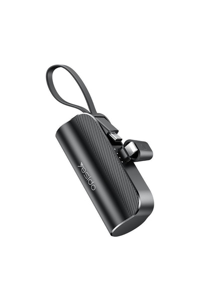 Yesido Powerbank Capsule YP68 5000mAh 12Watt Max, USB-L με καλώδιο Type-C Μαύρο