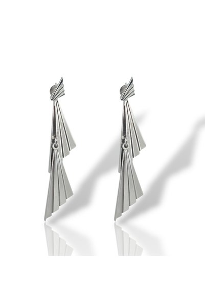 Mentzos Exclusive Silver Κρεμαστά σκουλαρίκια από επιπλατινωμένο ασήμι 925 ° ...