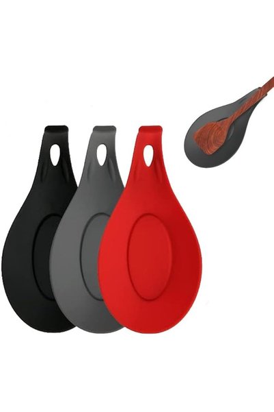 Norhogo 3 Pieces Silicone Spoon Rest Cooking Spoon Rest Kitchen Spoon Kitchen...