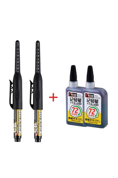 Choice black-2pen 2ink 45mm Waterproof Long Head Nib Deep Hole Markers Pen Ti...