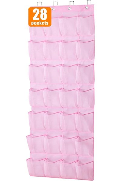 MISSLO Kids Over the Door Shoe Organizer Pink Hanging Shoe Rack Baby Toddler ...
