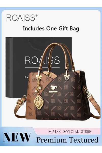 ROAISS Classic Vintage Textured Handbag for Women with Pendant Decor and Gift...