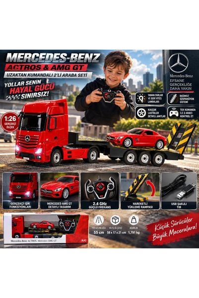 Cici Oyuncak Mercedes-Benz Actros Tır ve Mercedes-AMG GT 1:26 Uzaktan Kumanda...