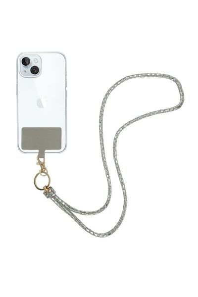 Sonique Κολιέ Λουράκι Snake 84cm για Κινητό Ασημί