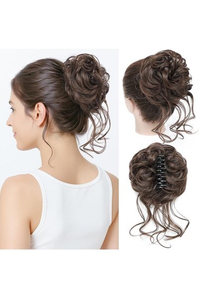 Bukela Claw Clip Hair Extensions Clip Ins, Soft Hair Buns Hair Piece, Curly P...