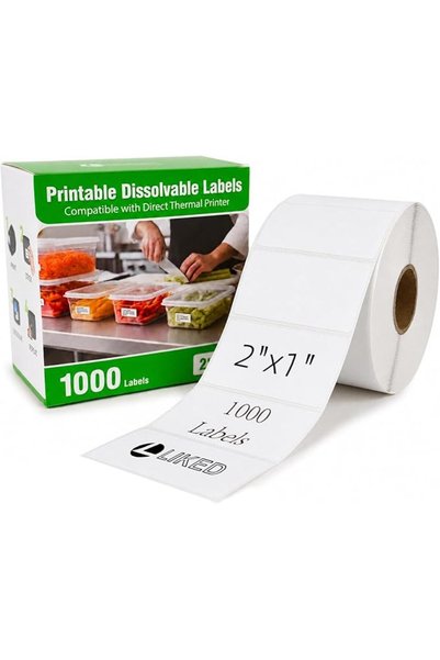 L LIKED 2" x 1" Dissolvable Thermal Labels, 1000 Printable Water Soluble Labe...