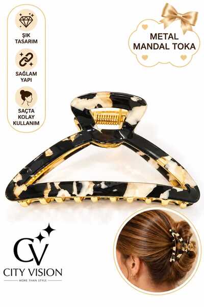 cityvision Oval Model Black Gradient Color Acetate Metal Hair Clip - Large Size