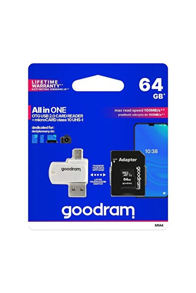 Goodram Κάρτα Μνήμης 64GB microSDHC cl. 10 UHS-I + adapter + card reader Λευκό