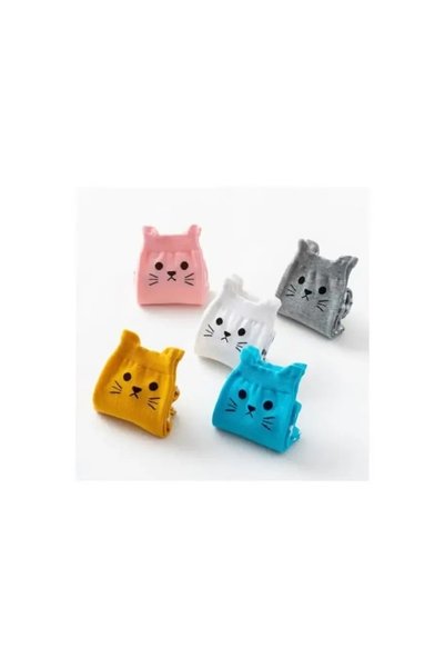 Generic Brand 5-Pair Cartoon Cat Socks Blue/Pink/WhiteGrey/Yellow-Women's Cat Socks Cute Animal Socks Gifts for Women