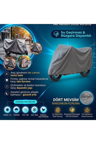 Gogo Motosiklet Brandası -Motosiklet Çadırı Premium Su Geçirmez- 4 Mevsim Dış...