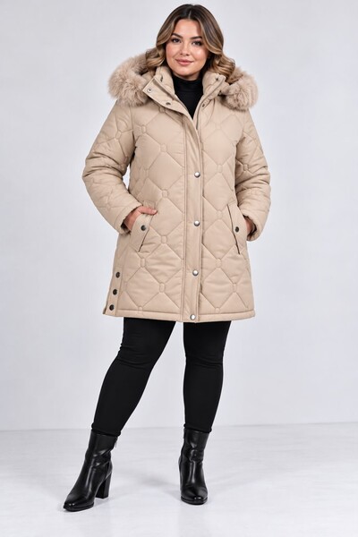 By Alba Collection Women's Mink Nova Fabric Plus Size Coat