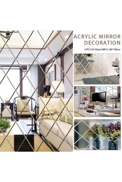 NO BRAND Set 58 Oglinzi Acrilice Autoadezive Decorative pentru Pereți și Mobi...