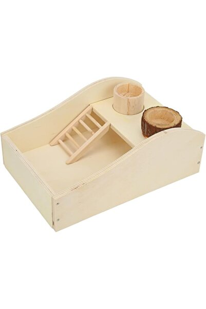 GENERAL Hamster Sand Bath Box, Wooden Sand Bath Container with Climbing Ladde...