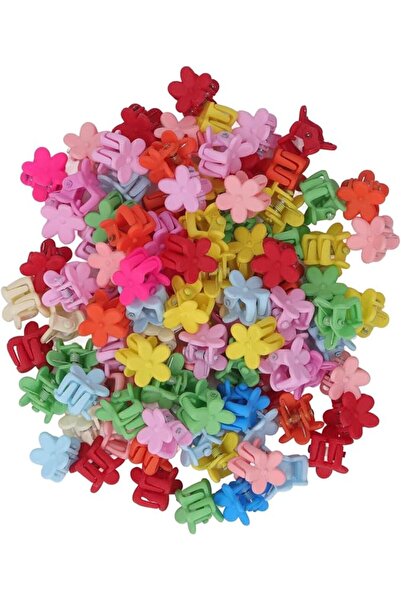 Jiawu 100pcs Mini Flower Hair Clips for Girls, Assorted Colors
