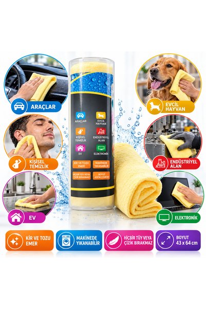 ARVALE Sihirli Temizlik Havlusu 43x64 cm – Hybrid PVA Çok Amaçlı Su Emici, İz...