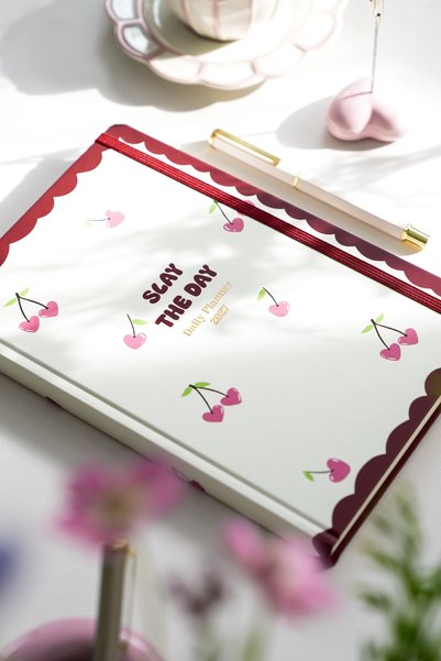 Matt Notebook 2027 Year Daily Agenda 16X24 cm - 12 Months Cherry