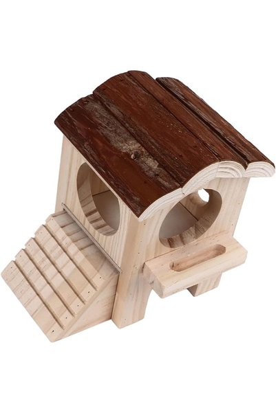 Yctze Hamster Hideout House - Cute Wooden Sleeping Retreat for Small Animals,...