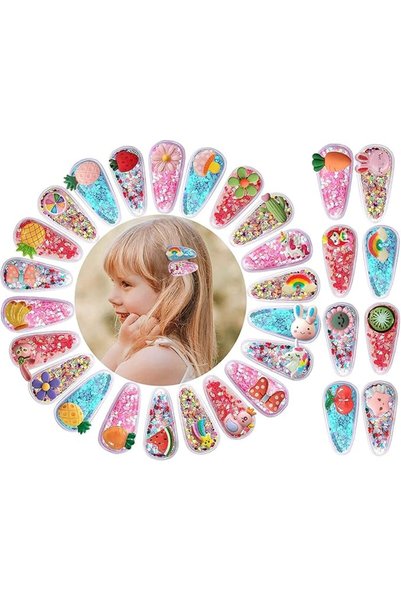 ANNACREATIONS Hair Clips for Girls 20Pcs, Sequins Snap Hair Clips, Non Slip B...