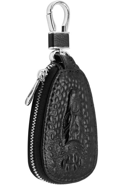 GENERAL Genuine Cowhide Leather Zippered Car Key Case - Protective Pouch for ...