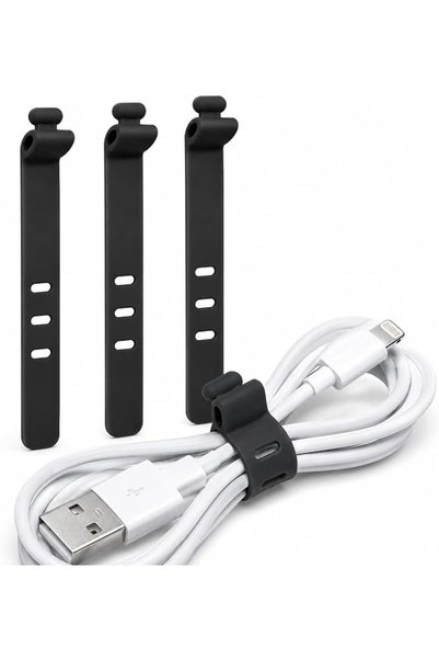 SILICONEZONE Silicone Cable Organizers 4Pcs - Reusable Straps for Earphones &...