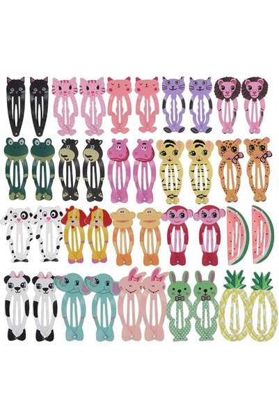 inSowni 40 Pack/20 Pairs Metal 2" Cute Cartoon Animal Snap Hair Clips Barrett...