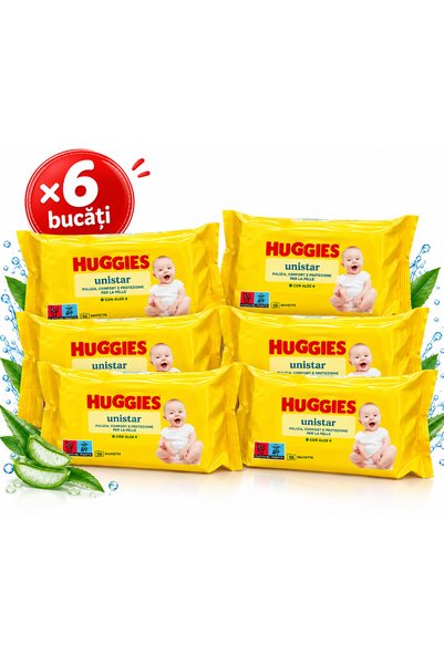 Huggies Set 6x 56 bucăți șervețele umede unistar aloe Vera