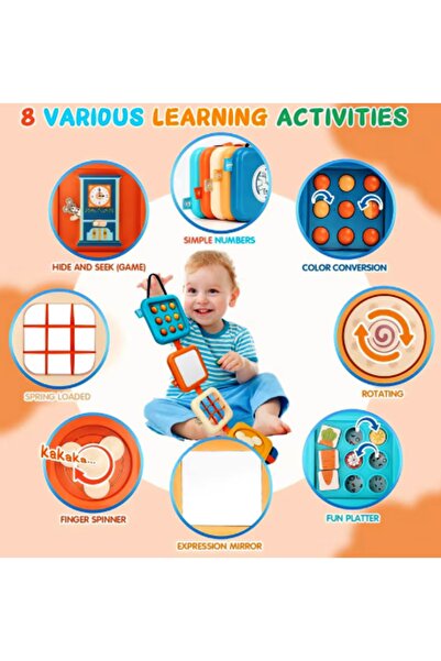 Generic Brand Cub senzorial Montessori pliabil, cu activități motrice și jucărie gingivală, 18 luni+