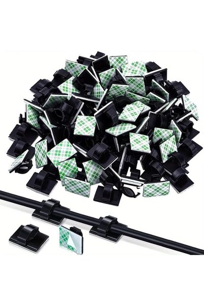 GENERAL 30 Pack Self-Adhesive Cable Clips, Black Plastic Wire Holder Cord Organizer for Car Dashboard, GPS,