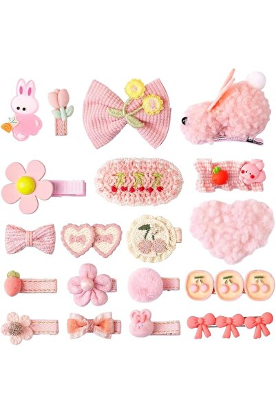 BBgifts Hair Clips for Girls 19 Pcs Pink Assorted Barrettes for Kids Cheery B...
