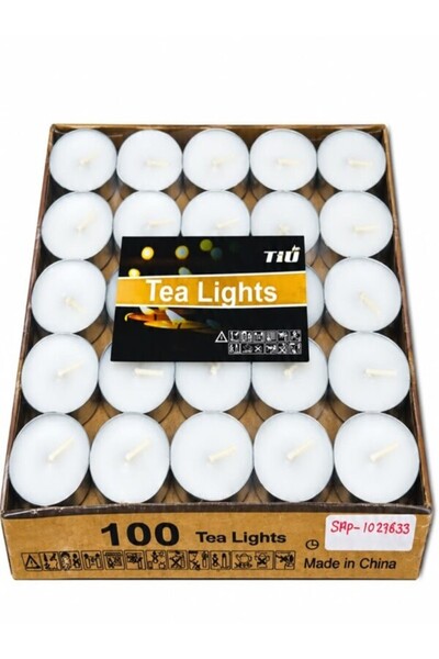 TOP4 PERFUMES Tealight Candles 100 Pack - White | 4 Hour Long Burning Smokele...