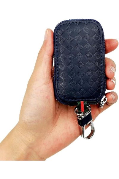 KeyZone Unisex Mens Womens Premium Quilted Pattern Leather Car Key Holder Bag...