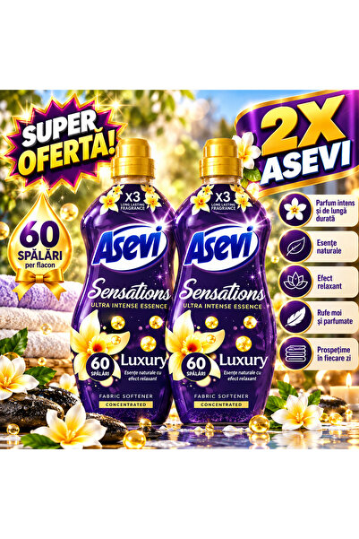 ASEVI Комплект от 2 броя концентриран омекотител за тъкани Sensations Luxury ...