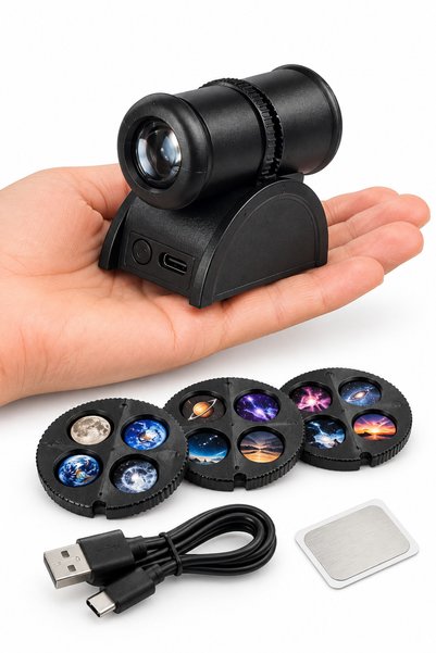 beemen Mini LED Uzay ve Ay Projeksiyon Lambası 12 Farklı Görüntülü Şarjlı Dek...