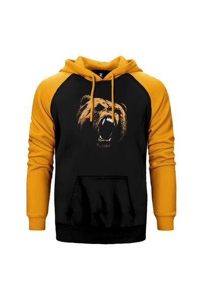 CrowsGate سويت شيرت بقلنسوة بأكمام راجلان مزدوجة اللون باللون الأصفر من Grizz...