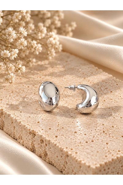 Markiz Takı Silver Color Design Earrings Model 2.5 cm