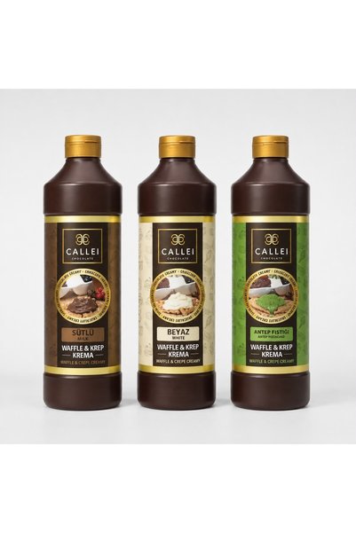 Callei 3'lü Waffle Sos Avantaj Paketi Antep Fıstık Beyaz Çikolata Sütlü Çikolata