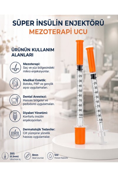 Genject 1 ml 30G 8mm Botoks Enjektörü 10 Ad./Ambalaj