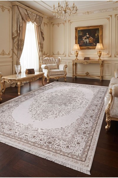 Pastel BİANCA HALI 31545A Modern Göbekli Ve Çerçeveli Krem Vizon Halı Oturma ...
