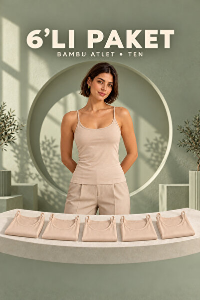 Bravie Bamboo Ultra Comfort String Strap Undershirts 6 Pack Skin Color