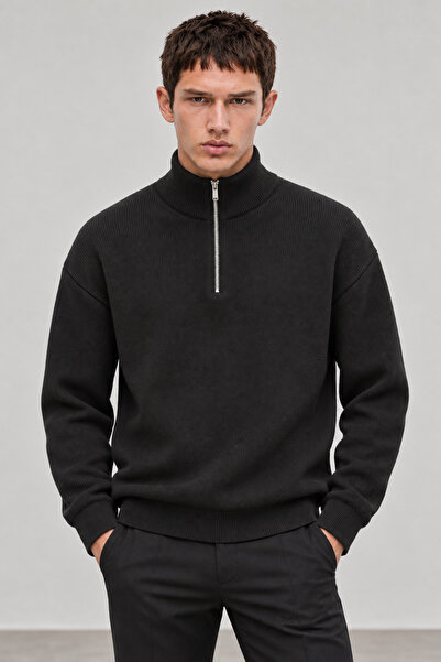 Manche Half Zipper Stand Collar Men's Knitwear Sweater |   Mew5111326-1