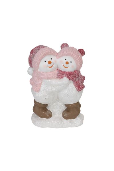 Cosy & Trendy Decorațiune de Crăciun roz/alb 22 cm oameni de zăpadă Cozy&Trendy