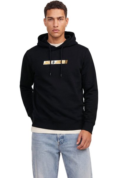 Jack & Jones JACK &JONES Munk Sweat Hood φούτερ - 12298432-Μαύρο