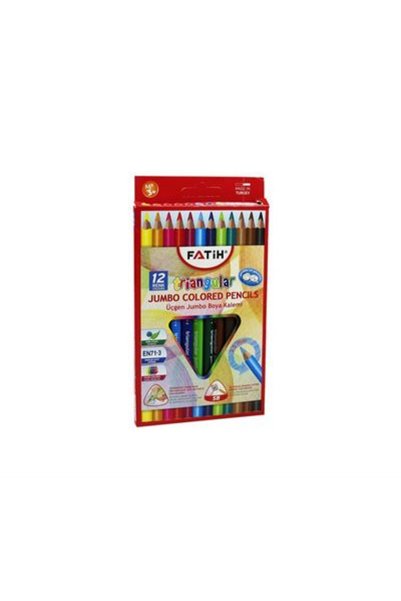 Fatih 12 Renk Üçgen Jumbo Kuru Boya 33490 3 Adet