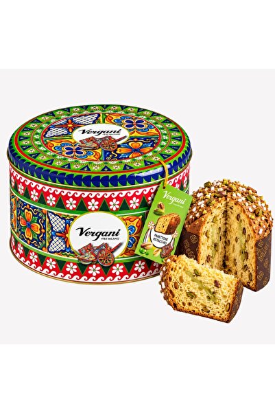 Vergani Panettone Sicily Trip cu fistic, cutie metalică, 750g